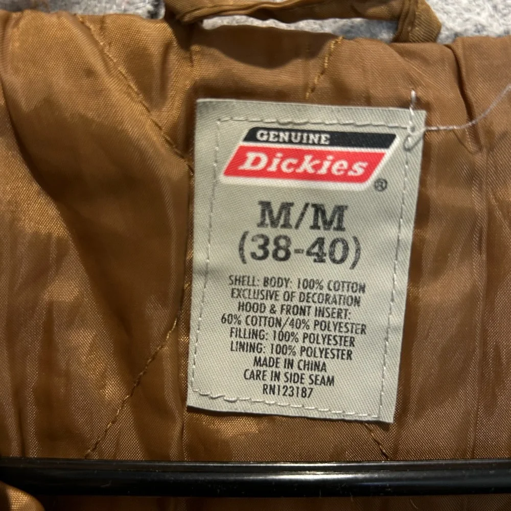 Dickies Vintage Distressed Brown Canvas Barn Jacket Gray Hooded Coat size M - Picture 9 of 12